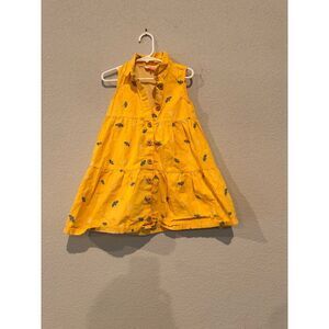 Ruffle Butts Girls Size 4T Sleeveless Button Up Dress Yellow